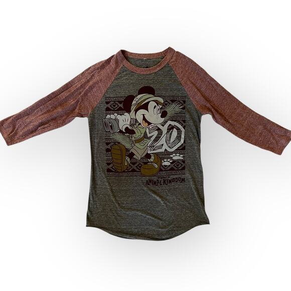 Disney Parks Gray & Red Animal Kingdom 20th Anniversary Graphic Ringer T Size S - Picture 1 of 9